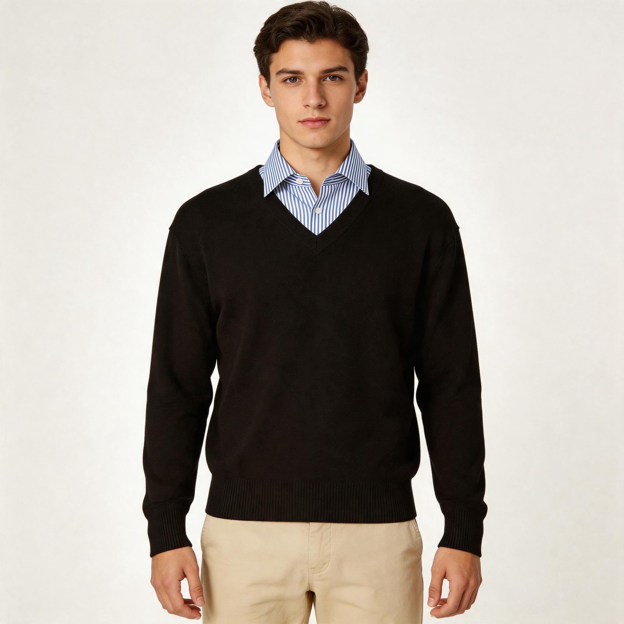 Wool Blend V-Neck Jumper | Premium Jumper with Custom Embroidery