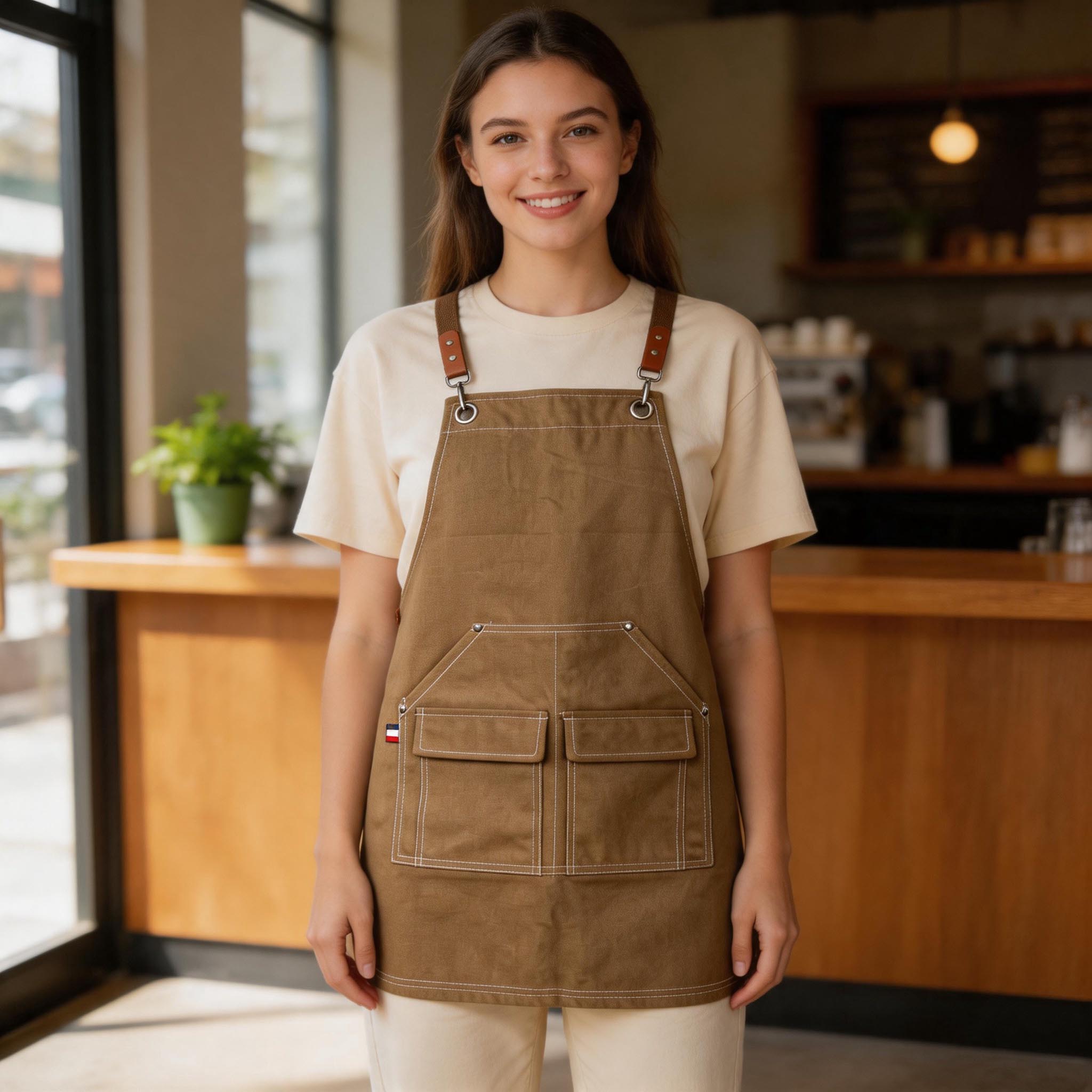 Heavy Duty Canvas Apron – Bib Crossback | with Custom Embroidery or Printing