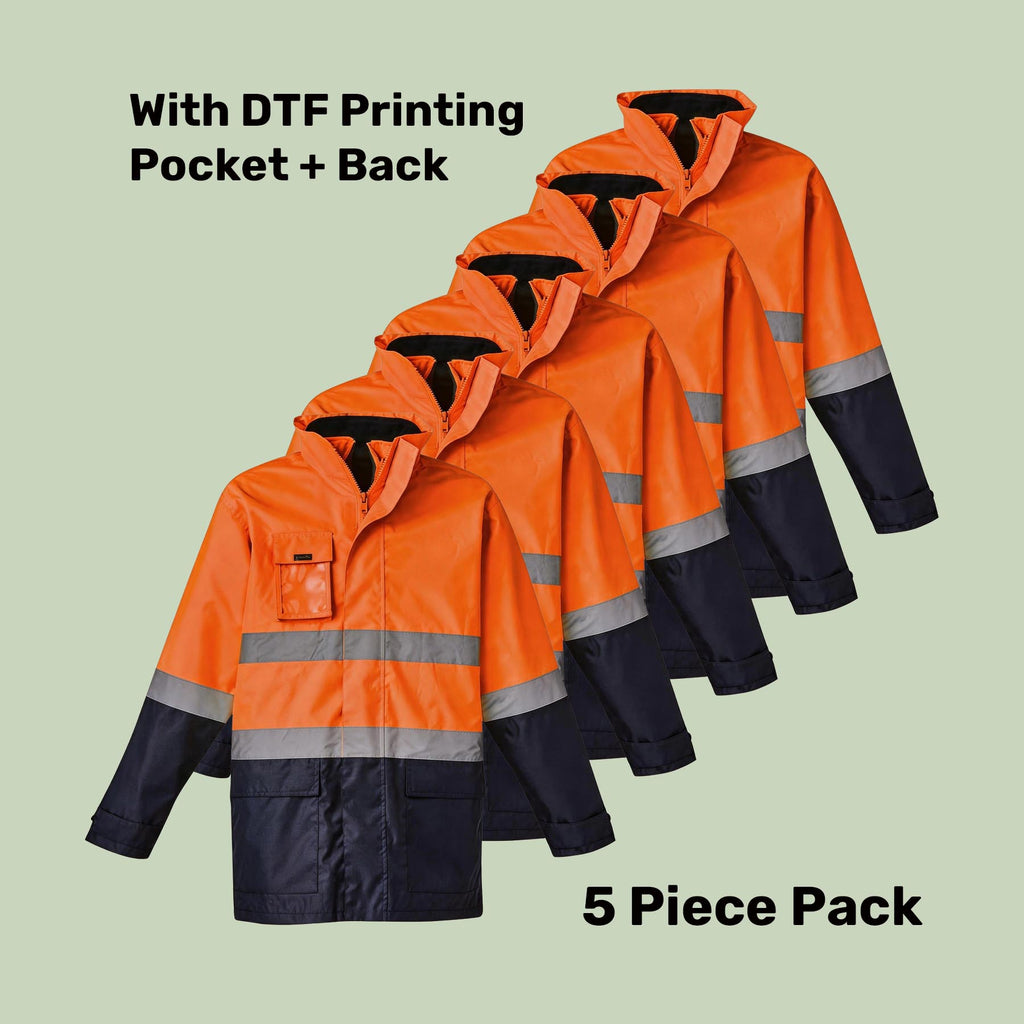 Hi-Vis 4-in-1 Jacket with Reversible Fleece Vest Pack (5 or 10) – Special Offer | Waterproof Workwear with Custom Printing