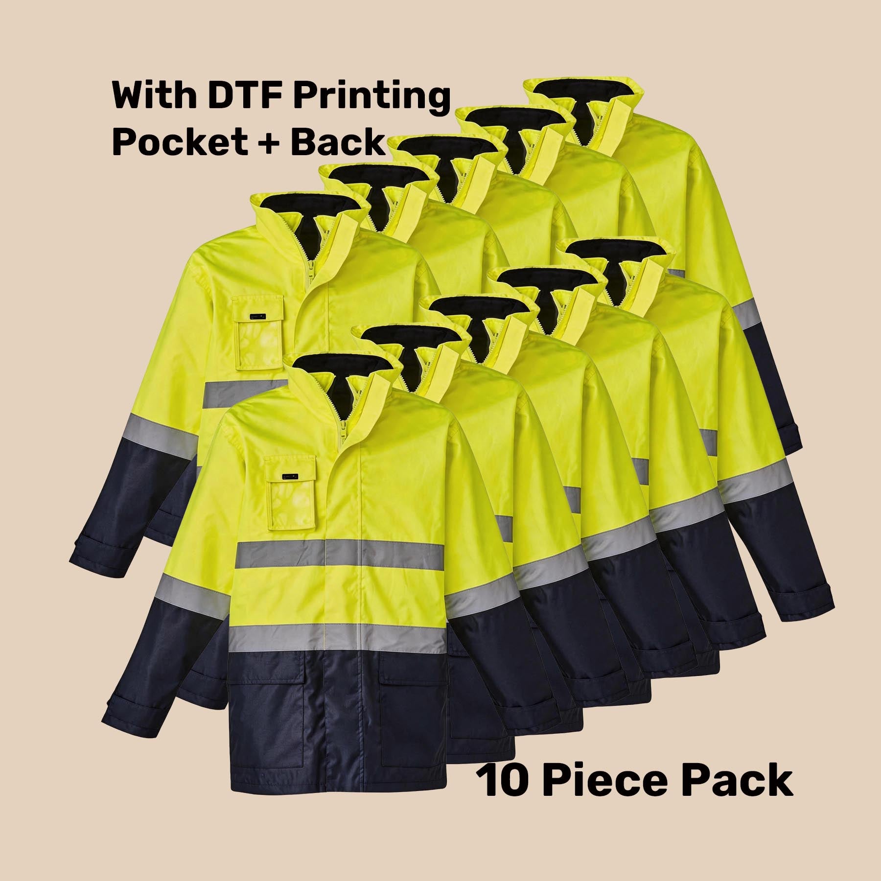 Hi-Vis 4-in-1 Jacket with Reversible Fleece Vest Pack (5 or 10) – Special Offer | Waterproof Workwear with Custom Printing