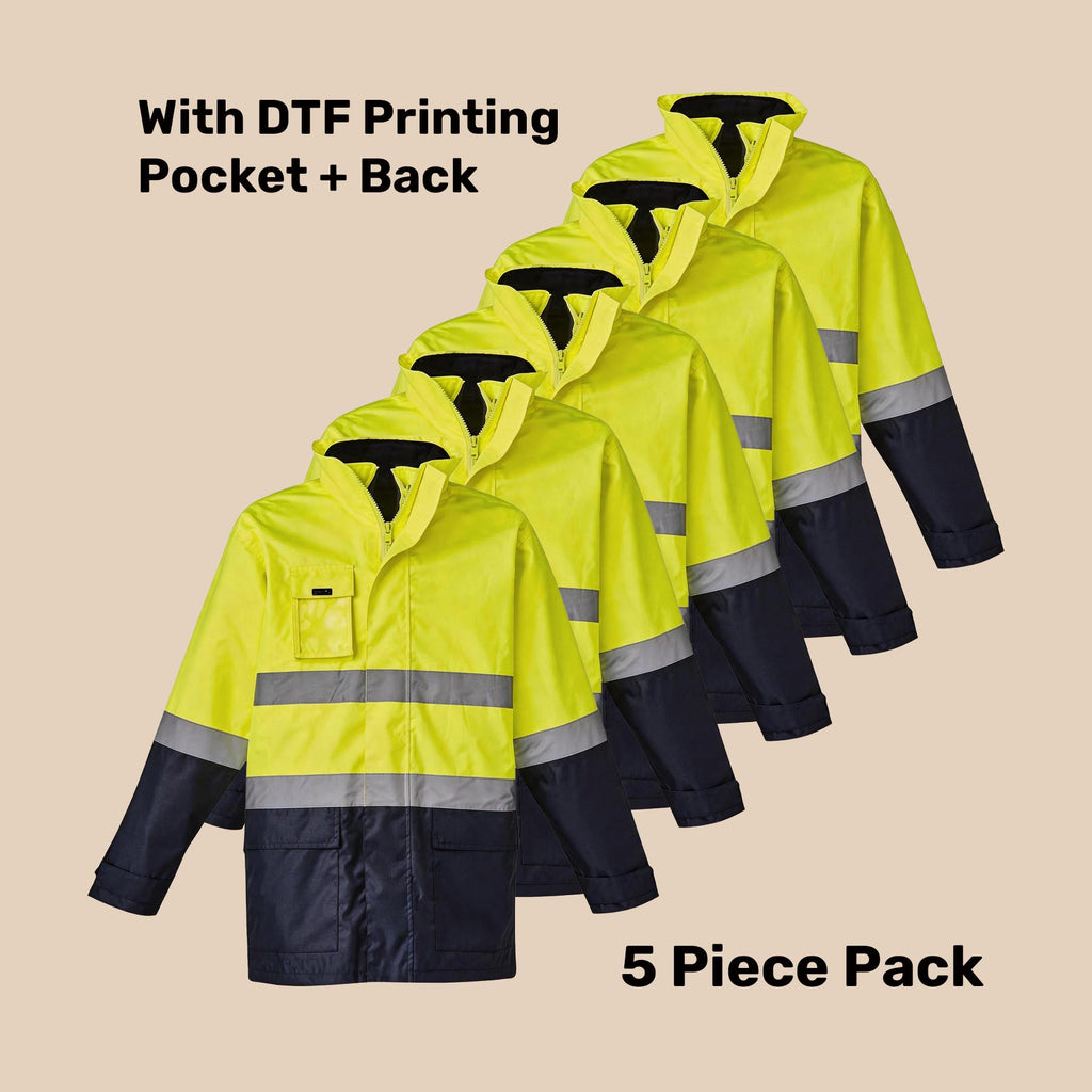 Hi-Vis 4-in-1 Jacket with Reversible Fleece Vest Pack (5 or 10) – Special Offer | Waterproof Workwear with Custom Printing